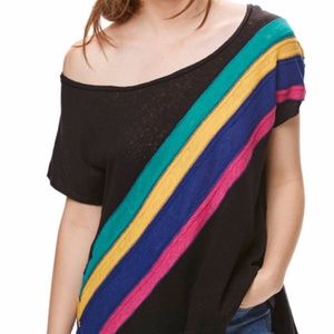 Free People Rainbow Linen Blend Tee